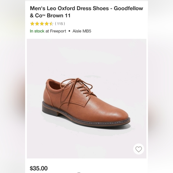 Nwt Goodfellow & Co Leo Oxford shoe  size 11 brown - Picture 1 of 11